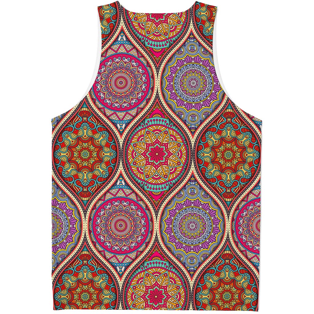 Oval Bohemian Mandala Patchwork Print Men's Tank Top