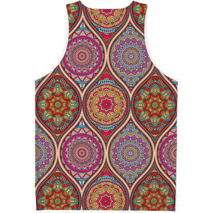 Oval Bohemian Mandala Patchwork Print Men's Tank Top
