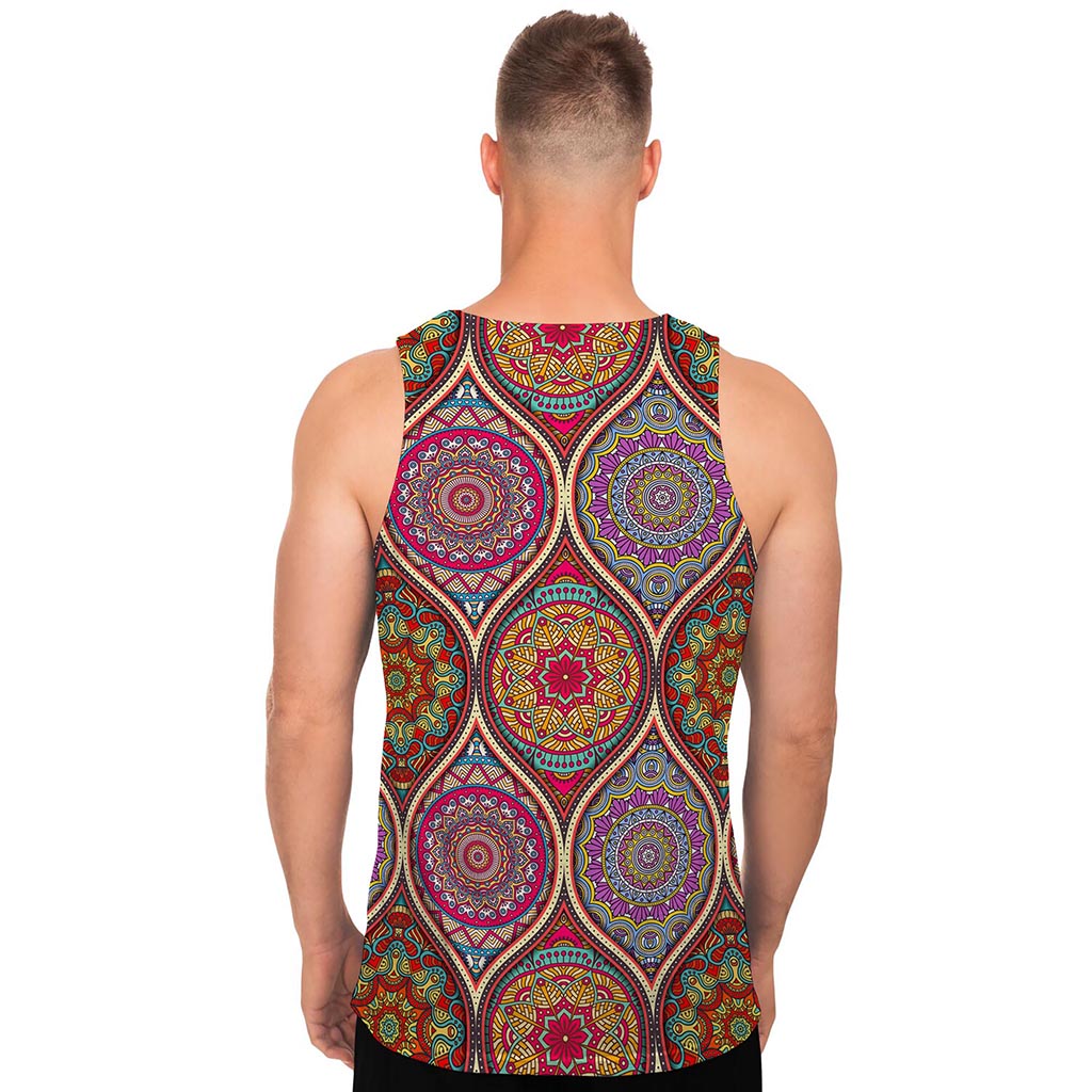 Oval Bohemian Mandala Patchwork Print Men's Tank Top