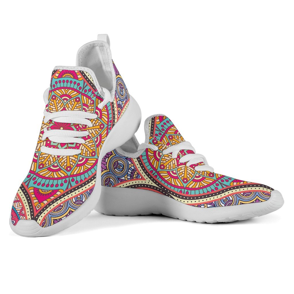 Oval Bohemian Mandala Patchwork Print Mesh Knit Shoes GearFrost