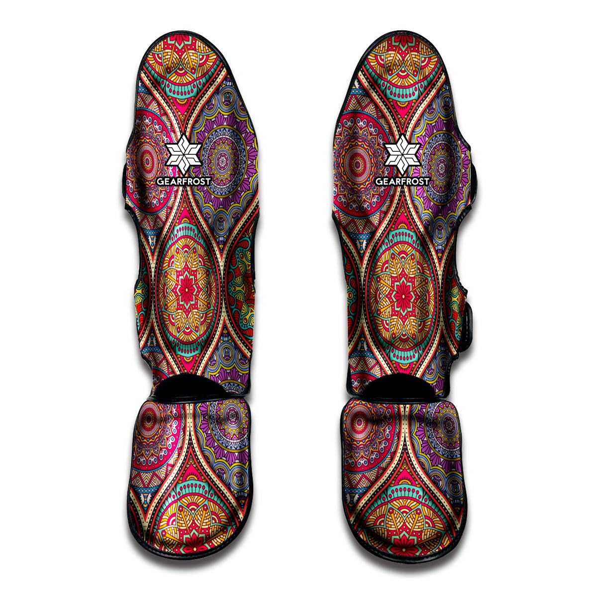 Oval Bohemian Mandala Patchwork Print Muay Thai Shin Guard