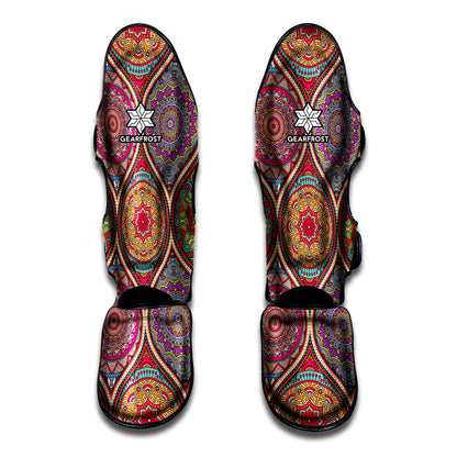 Oval Bohemian Mandala Patchwork Print Muay Thai Shin Guard