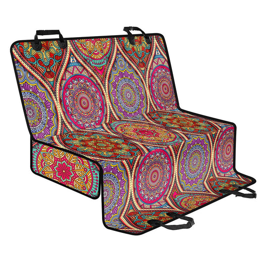 Oval Bohemian Mandala Patchwork Print Pet Car Back Seat Cover