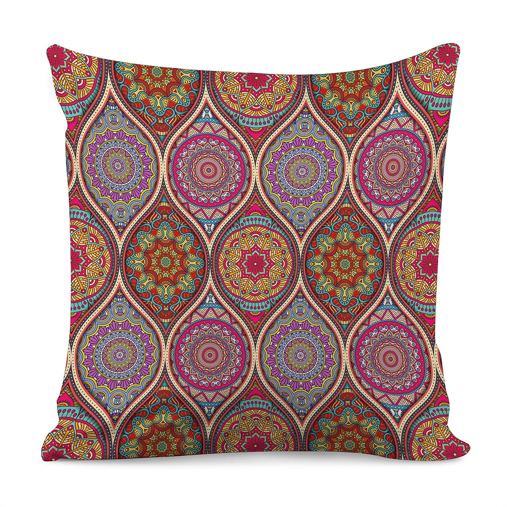 Oval Bohemian Mandala Patchwork Print Pillow Cover