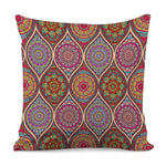 Oval Bohemian Mandala Patchwork Print Pillow Cover