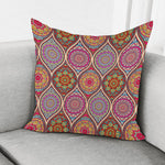 Oval Bohemian Mandala Patchwork Print Pillow Cover