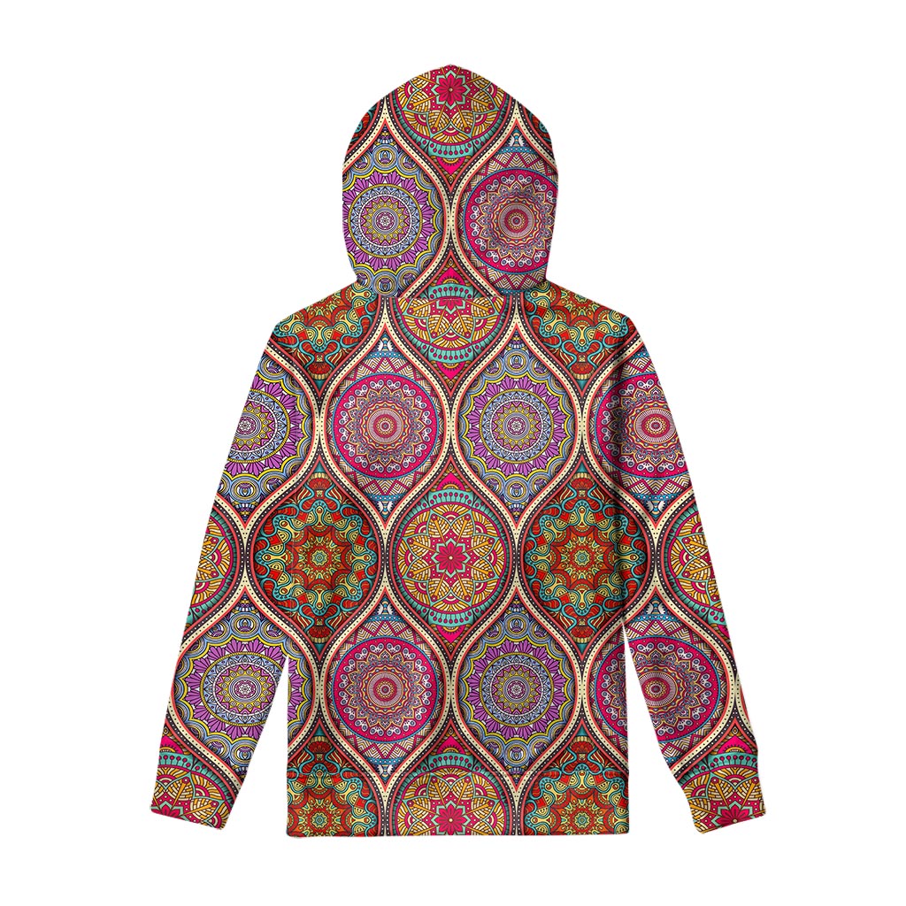 Oval Bohemian Mandala Patchwork Print Pullover Hoodie