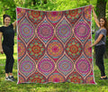 Oval Bohemian Mandala Patchwork Print Quilt