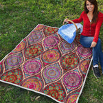 Oval Bohemian Mandala Patchwork Print Quilt