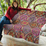 Oval Bohemian Mandala Patchwork Print Quilt