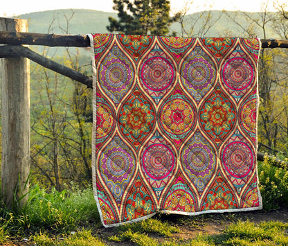 Oval Bohemian Mandala Patchwork Print Quilt