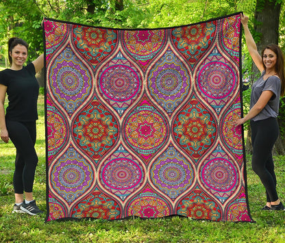 Oval Bohemian Mandala Patchwork Print Quilt