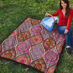 Oval Bohemian Mandala Patchwork Print Quilt