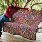 Oval Bohemian Mandala Patchwork Print Quilt