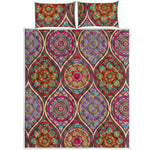 Oval Bohemian Mandala Patchwork Print Quilt Bed Set