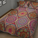 Oval Bohemian Mandala Patchwork Print Quilt Bed Set