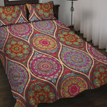 Oval Bohemian Mandala Patchwork Print Quilt Bed Set