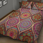 Oval Bohemian Mandala Patchwork Print Quilt Bed Set