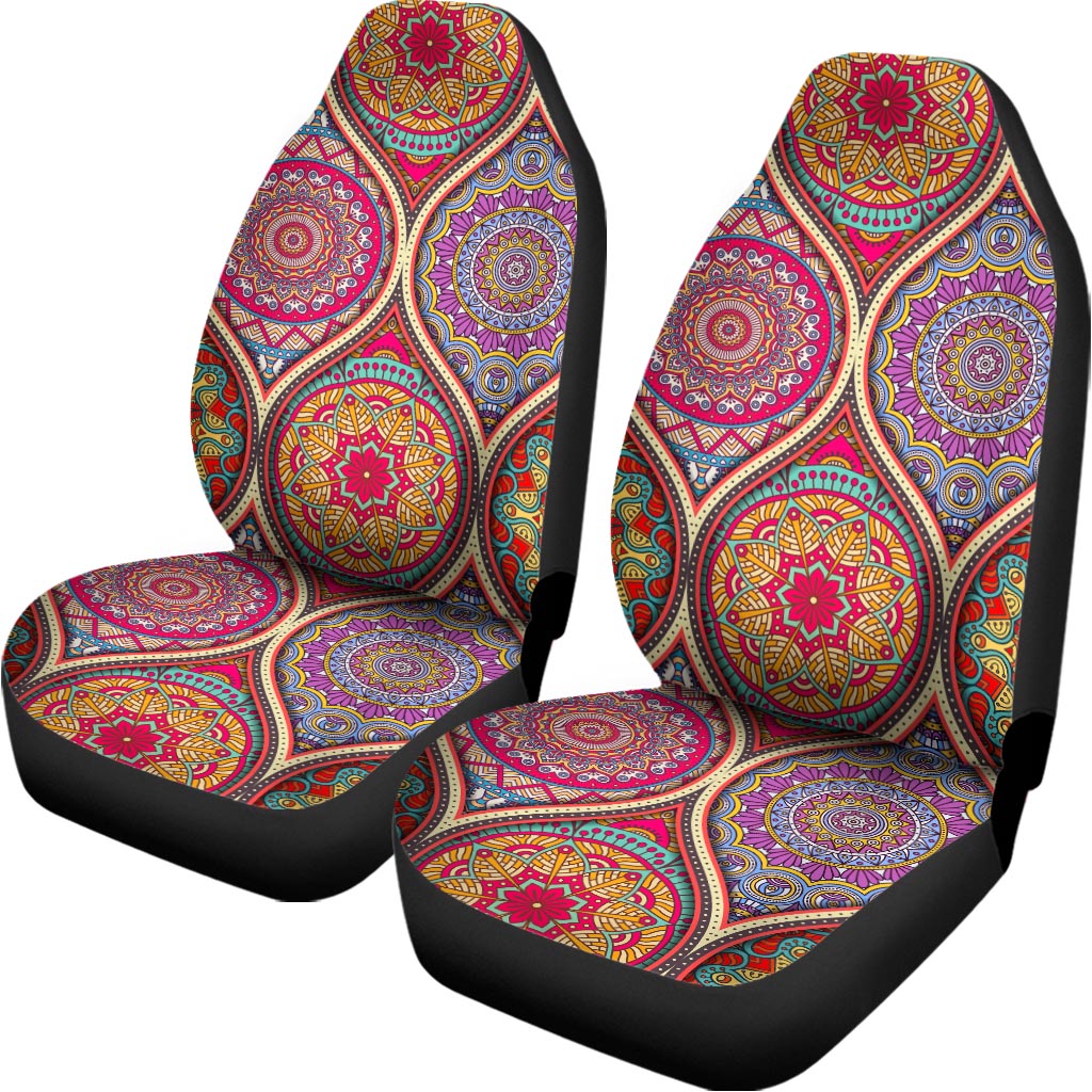 Oval Bohemian Mandala Patchwork Print Universal Fit Car Seat Covers