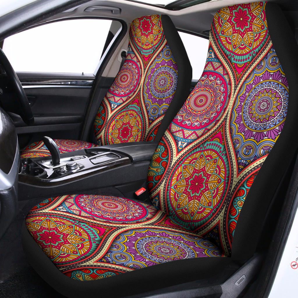 Oval Bohemian Mandala Patchwork Print Universal Fit Car Seat Covers