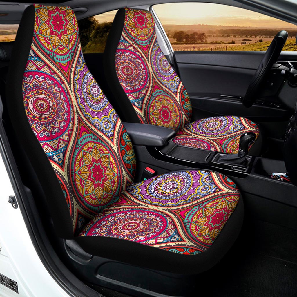 Oval Bohemian Mandala Patchwork Print Universal Fit Car Seat Covers