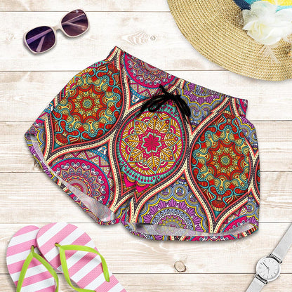 Oval Bohemian Mandala Patchwork Print Women's Shorts