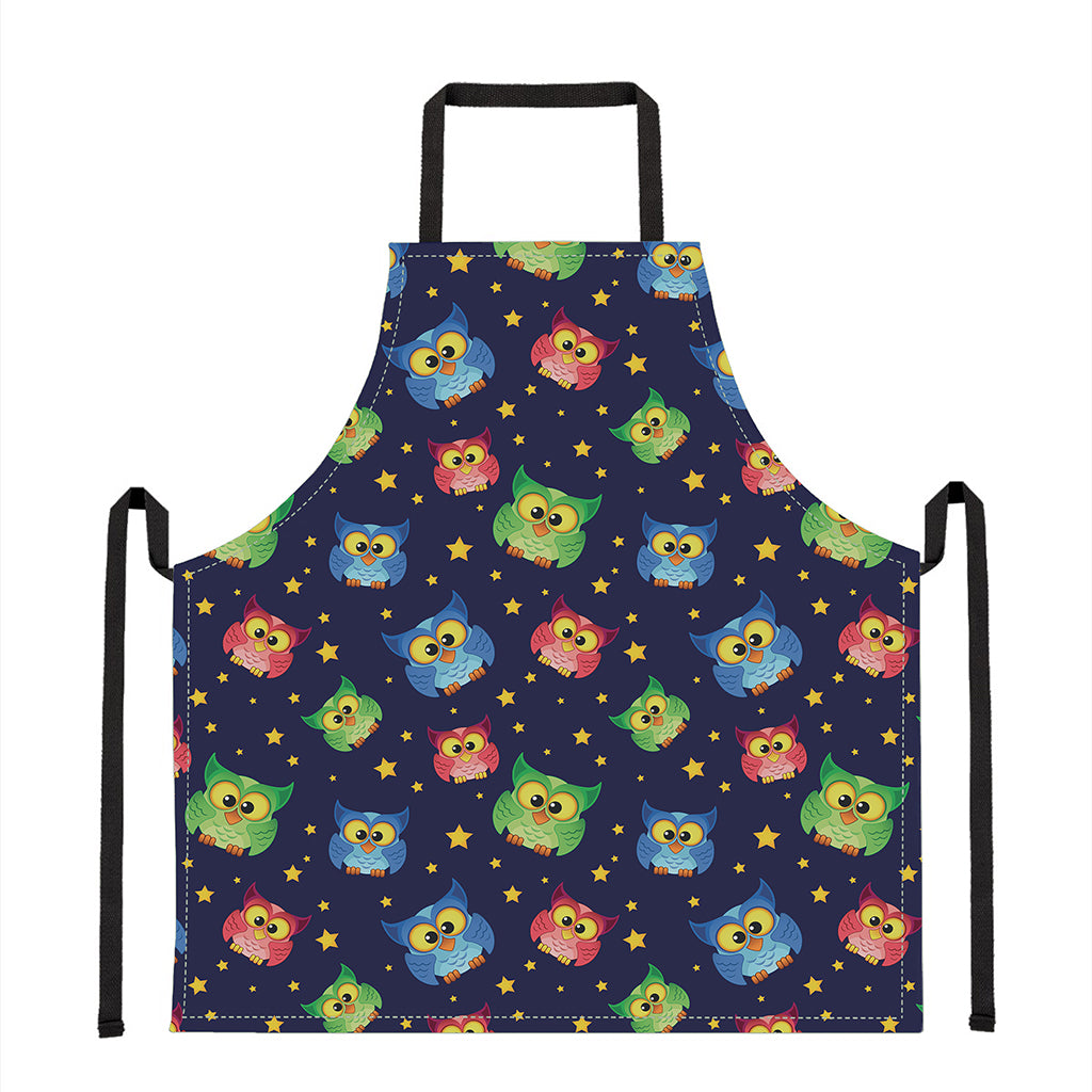 Owl And Star Pattern Print Apron