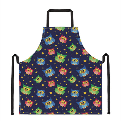 Owl And Star Pattern Print Apron