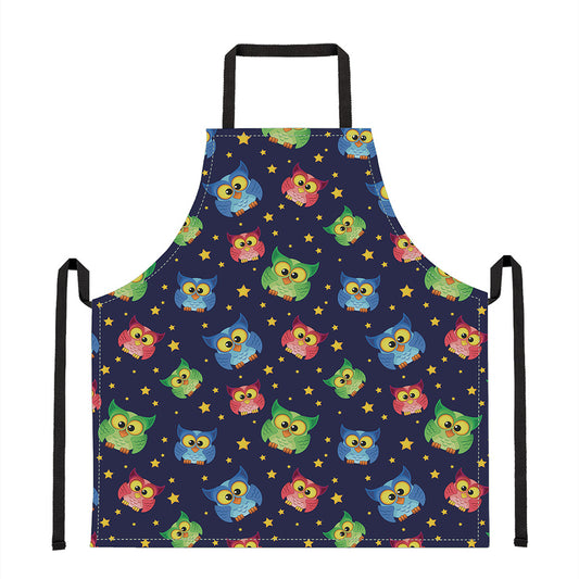 Owl And Star Pattern Print Apron