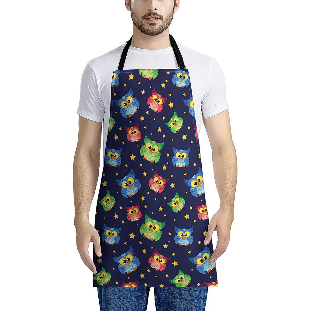 Owl And Star Pattern Print Apron
