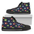Owl And Star Pattern Print Black High Top Sneakers