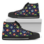 Owl And Star Pattern Print Black High Top Shoes