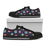 Owl And Star Pattern Print Black Low Top Shoes