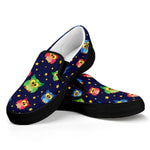 Owl And Star Pattern Print Black Slip On Shoes