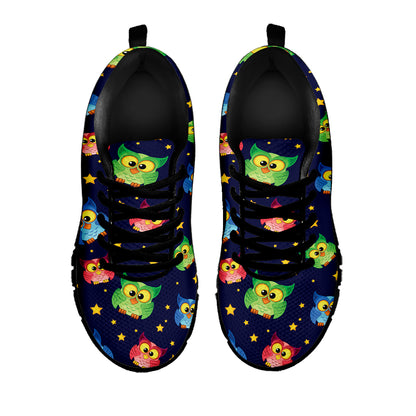 Owl And Star Pattern Print Black Sneakers