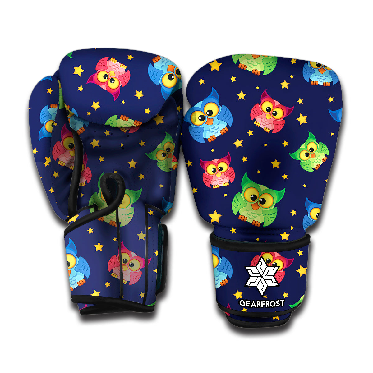 Owl And Star Pattern Print Boxing Gloves