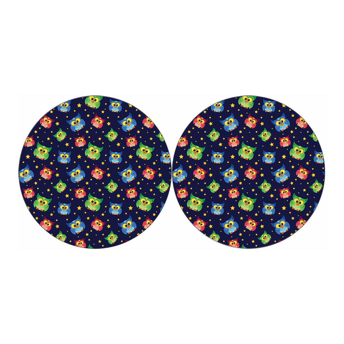 Owl And Star Pattern Print Car Coasters