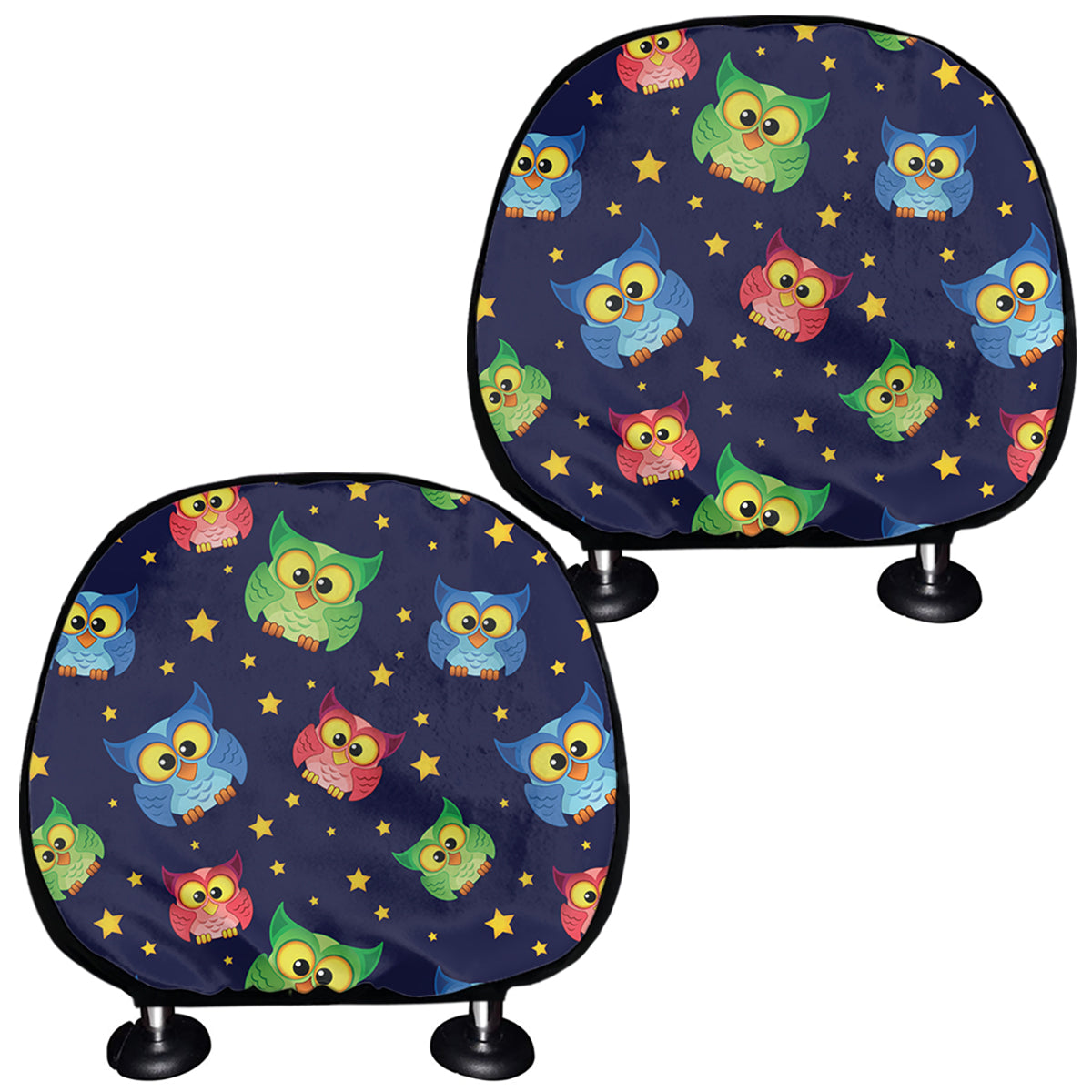 Owl And Star Pattern Print Car Headrest Covers
