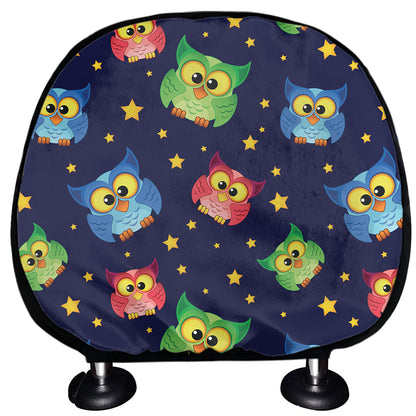 Owl And Star Pattern Print Car Headrest Covers