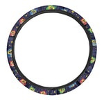 Owl And Star Pattern Print Car Steering Wheel Cover