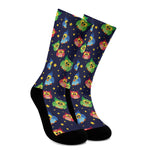 Owl And Star Pattern Print Crew Socks