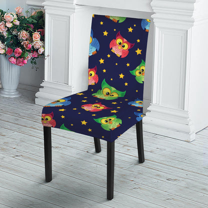 Owl And Star Pattern Print Dining Chair Slipcover