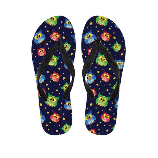Owl And Star Pattern Print Flip Flops