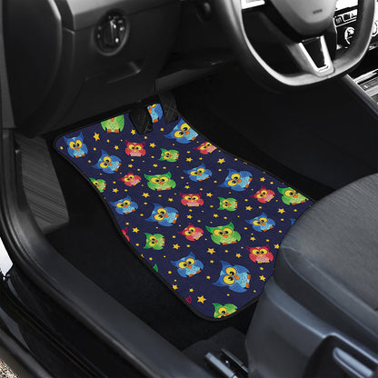 Owl And Star Pattern Print Front Car Floor Mats