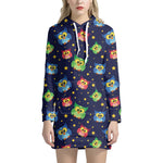 Owl And Star Pattern Print Hoodie Dress