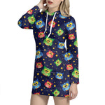 Owl And Star Pattern Print Hoodie Dress