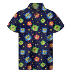 Owl And Star Pattern Print Men's Short Sleeve Shirt