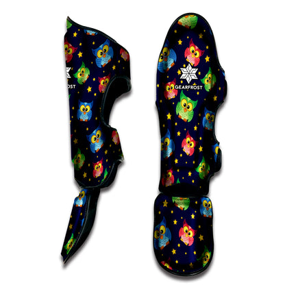 Owl And Star Pattern Print Muay Thai Shin Guard