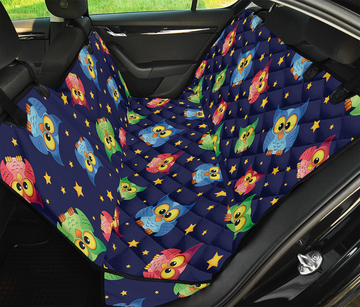 Owl And Star Pattern Print Pet Car Back Seat Cover
