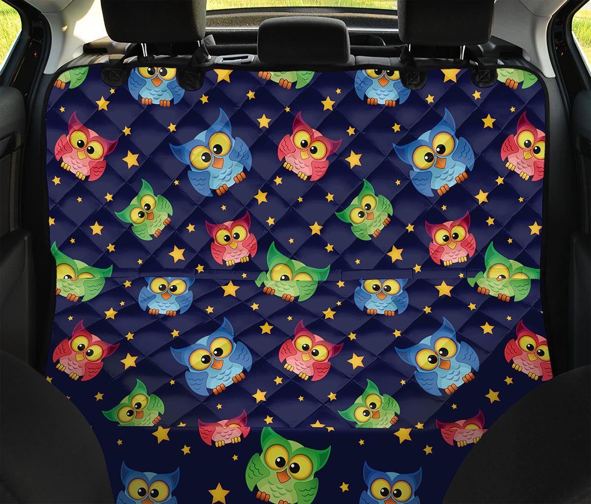 Owl And Star Pattern Print Pet Car Back Seat Cover